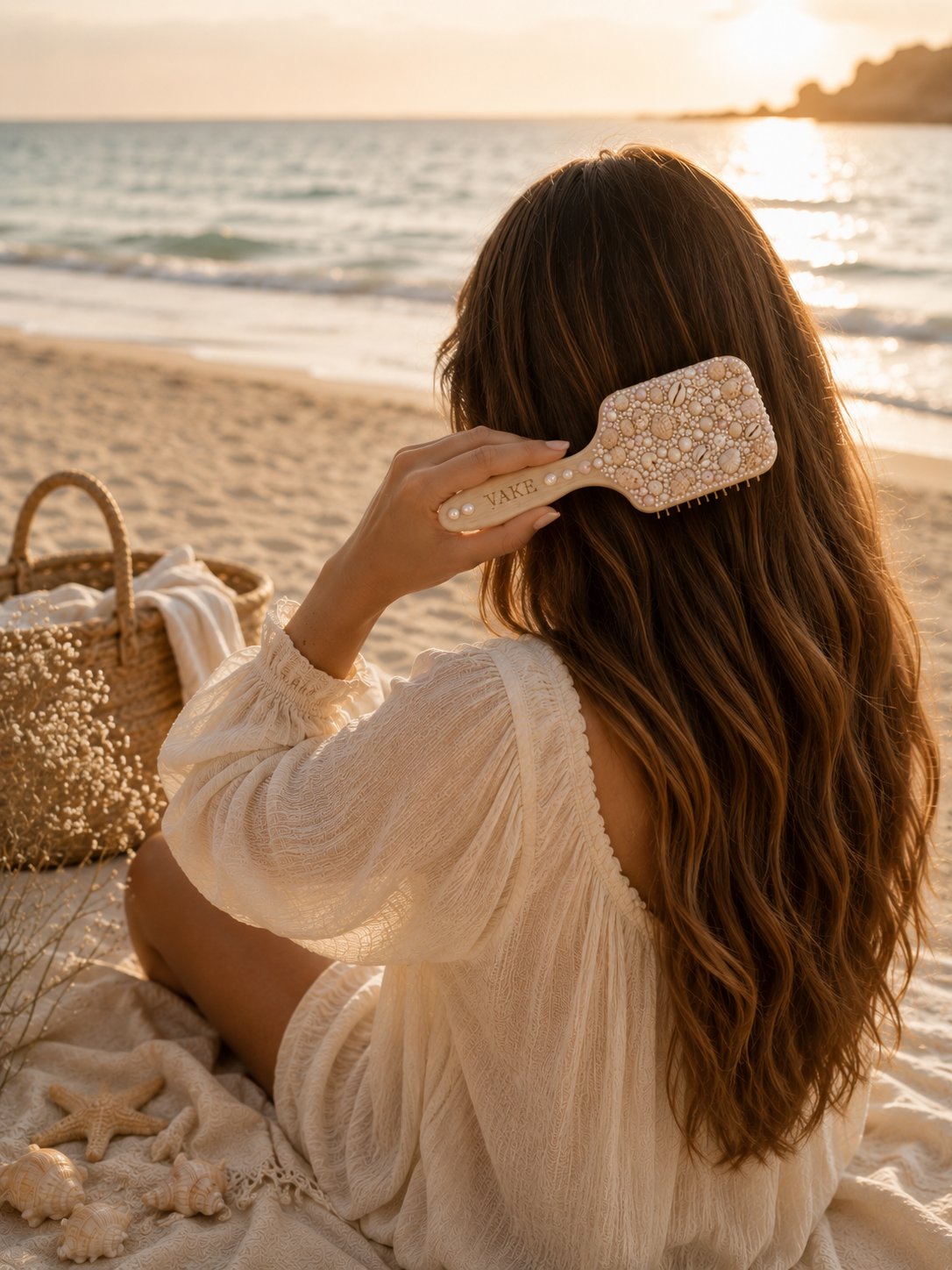 Shell & Pearl Hair Brush view 3